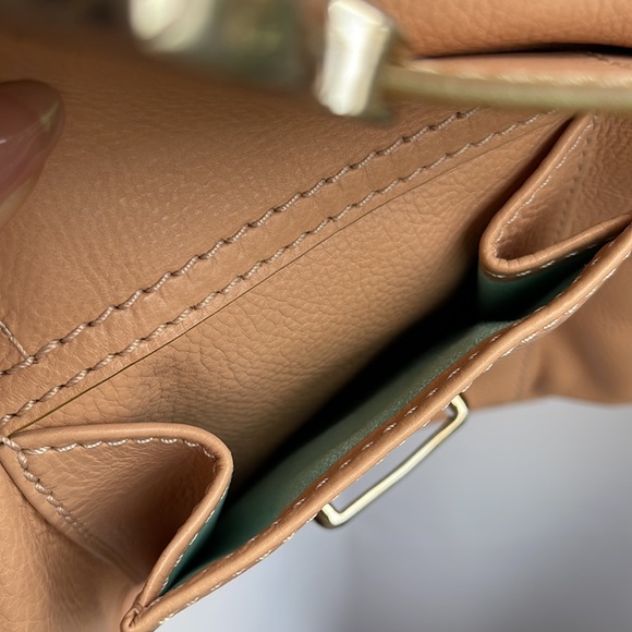 Marc Jacobs Stella peach pink beige Calfskin Leather Pocket Tote w/ teal suede - Picture 16 of 16